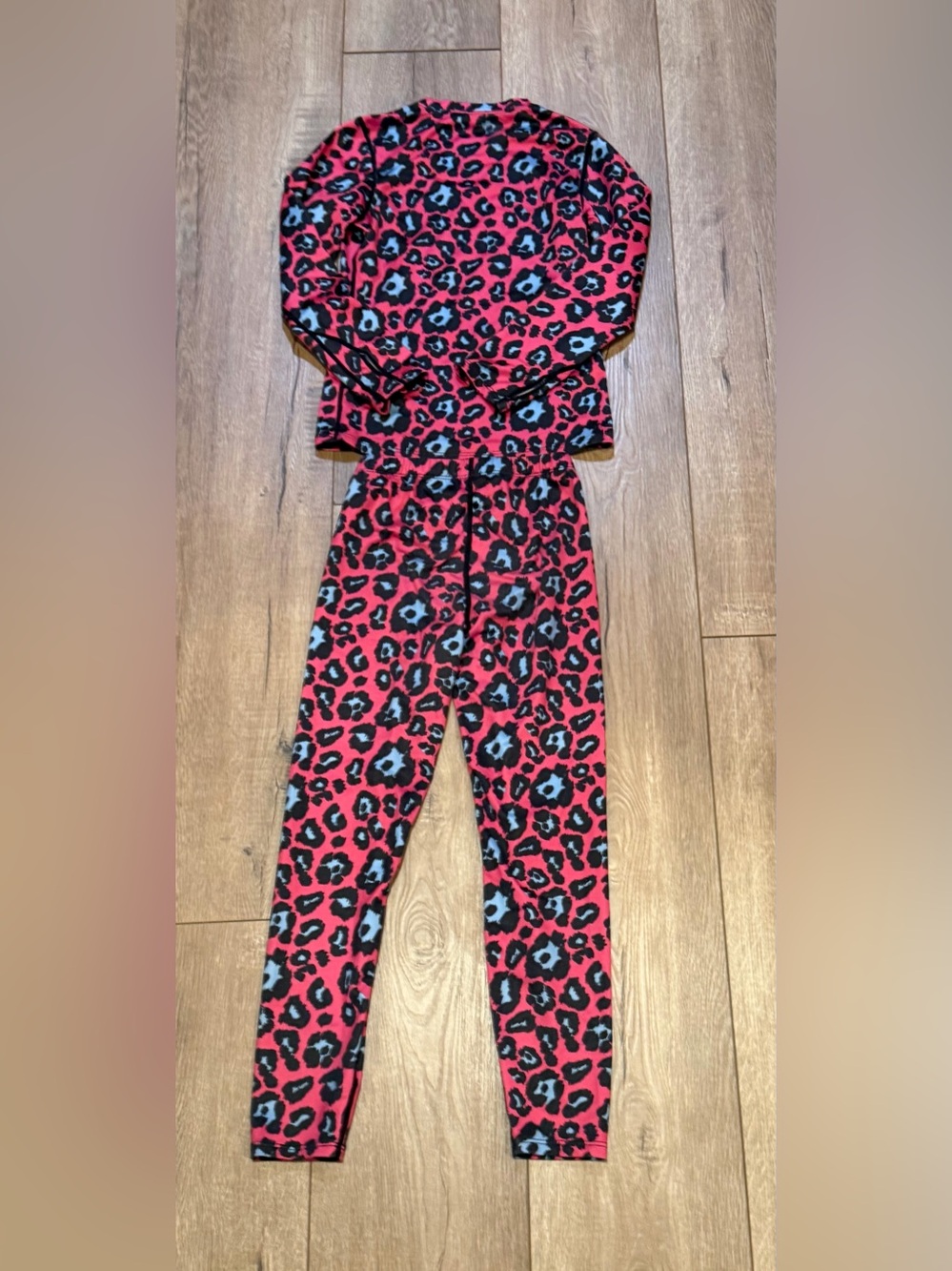 Hot Chillys Pink Leopard Print Long Johns Youth Small